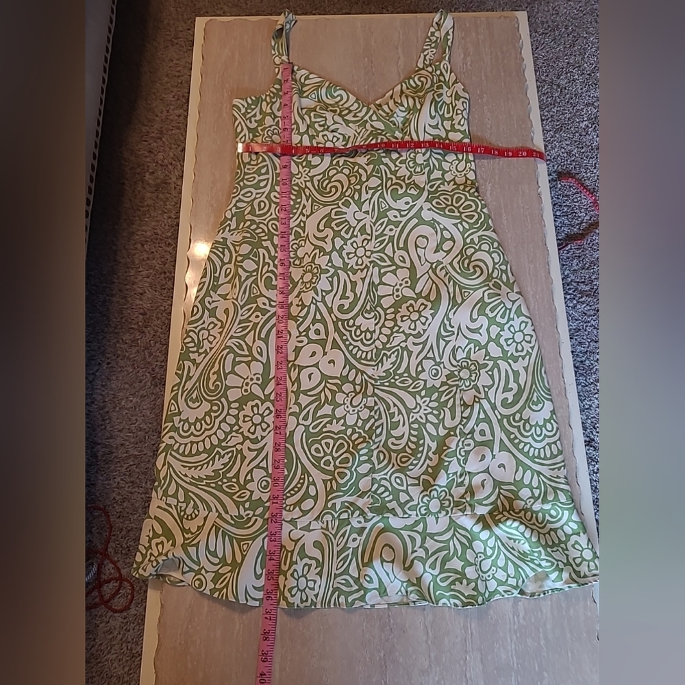 Ann Taylor White Green Floral Sleeveless Silk Dress V-Neckline Lined Sz 12 EUC - Picture 7 of 8